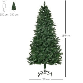 Albero di Natale artificiale ULEVR 180 cm con 724 rami e base in acciaio, verde
