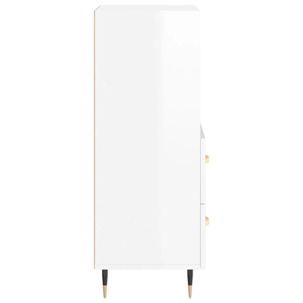 Buffet credenza cassettiera mobiletto mobile contenitore organizer per cucina soggiorno finitura lucida 34,5 x 34 x 90 cm legno ingegnerizzato bianco 02_0030603
