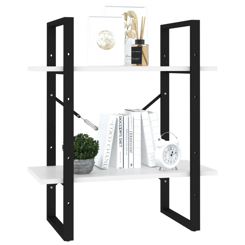 Libreria a 2 Ripiani Bianca 60x30x70 cm in Legno Multistrato 806427