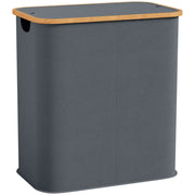 Cestino bucato doppio pieghevole 80 L ¨C zephmum ¨C grigio con coperchio