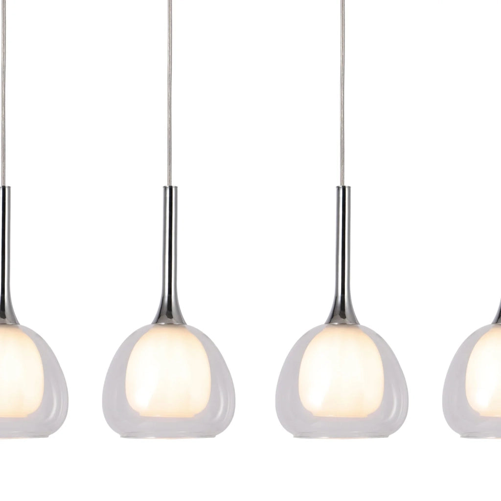 LÚZETE - LAMPADARIO A SOSPENSIONE 4 LUCI VETRO ESTERNO TRANSPARENTE INTERNO BIANCO NOLINA
