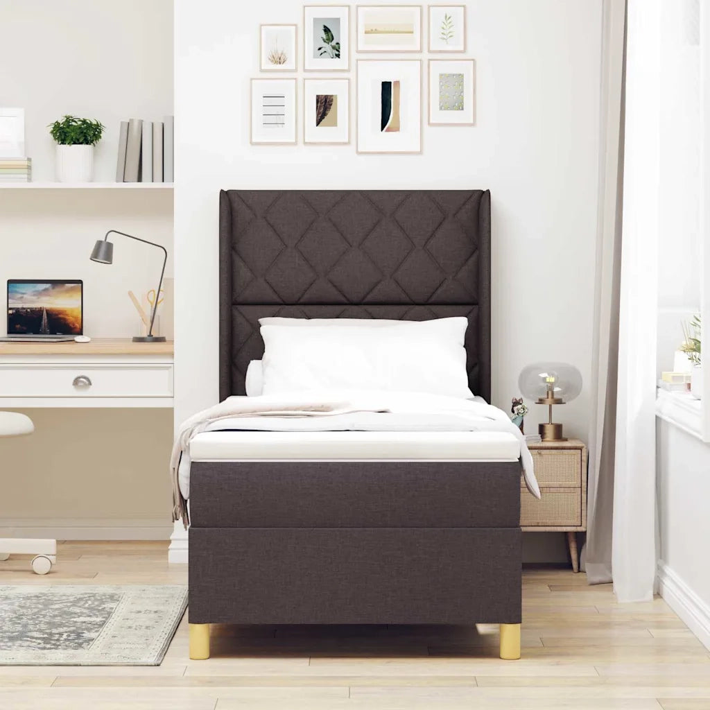 Letto a molle con materasso Marrone Scuro 90 x 190 cm Tessuto 3341871