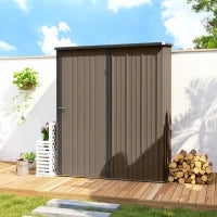 Casetta da Giardino in Acciaio Porta Attrezzi con Catenaccio, 161.5x94.5x196cm, Marrone