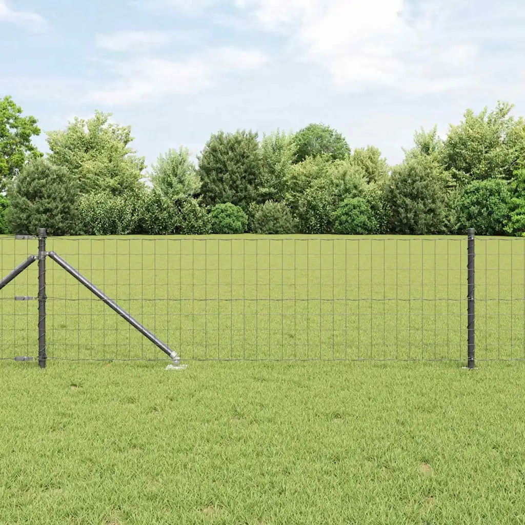 Recinzione con Posto Grigio 0,6 x 25 m Acciaio e PVC