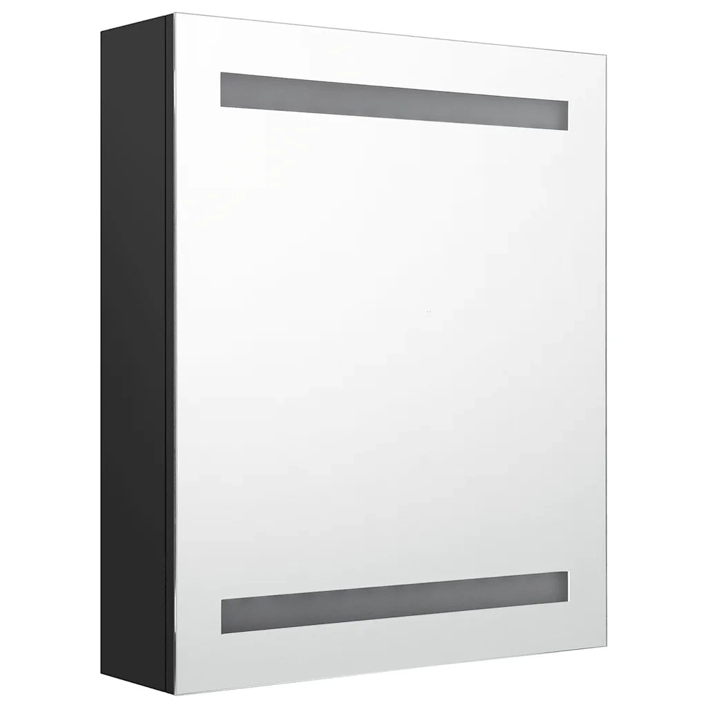 Armadietto a Specchio | Armadio da bagno con LED Nero 50x14x60 cm in MDF