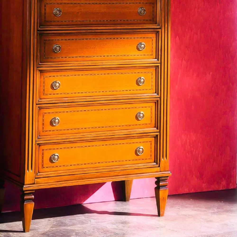 Cassettiera classica in legno 9 cassetti finitura bassano l.75 p.41 h.140 - Mobili 2G