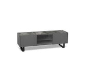 E-STYLO Mobile porta TV moderno con top in ceramica effetto marmo grigio, perfetto per aggiungere stile e funzionalità al tuo soggiorno, 40 cm X 140 cm H. 45 cm