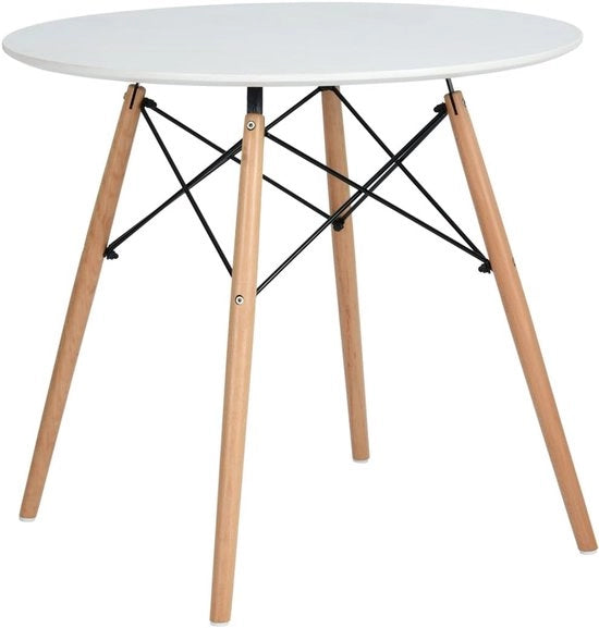Tavolo a forma di cerchio - Piccola tavola per cucina e soggiorno - Bianco - 80 x 80 x 74 cm