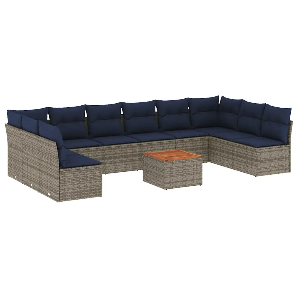 Set Divani da Giardino 11 pz con Cuscini in Polyrattan Grigio 3256131