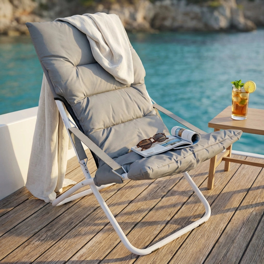 Sdraio mare prendisole Pieghevole  in Acciaio PVC cm 65x80x96 - CANA