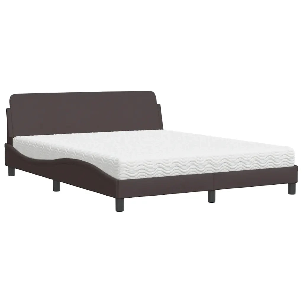 Letto con Materasso Dover Marrone Scuro 160x200cm Tessuto 3208427