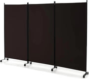 Divisorio Paravento con Ruote 3 pezzi, Divisorio da Parete in Ferro, Protezione Privata per Camera da Letto, Ufficio, 260 x 180 cm, 5 Colori (Caffè)