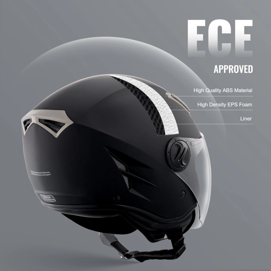 MD-202 Casco da Moto 3/4 in ABS con Doppia Lente Casco da Strada Ventilato e Resistente Taglia M