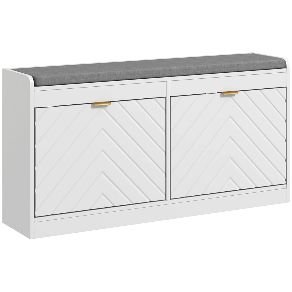 Bancale per scarpe con cassetto ¨C zephmum ¨C bianco 106x24x52,5 cm