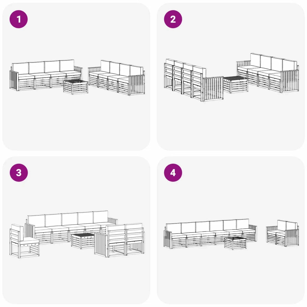 Set divani 9 pcs Naturale e Crema Legno di Acacia Massello 3374565
