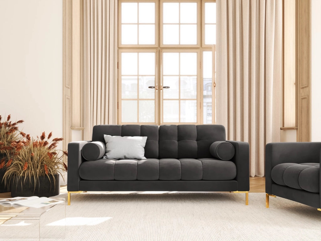 Cosmopolitan Design - Divano "Bali" 2 posti in velluto grigio scuro 