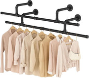 Pannelli di sostegno per abbigliamento da appendere alle pareti - 121cm - per magazzino rustico in nero - spazievitore - pannello da cucina - piccole camere (2 pezzi)