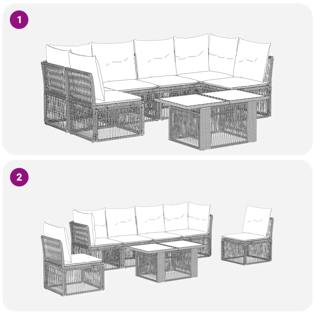 Set Divano da Giardino 7 pz Nero polyrattan 3436438