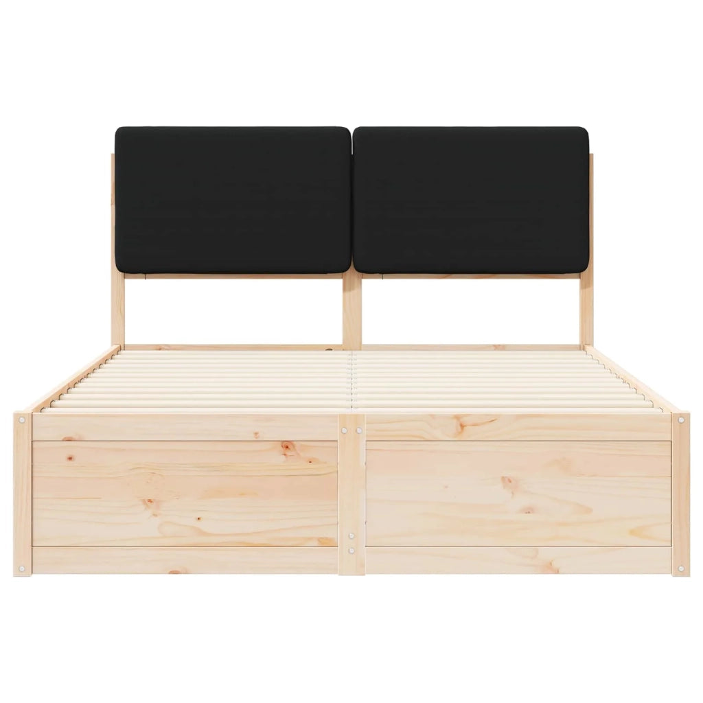 Letto con Testiera Rivestita Nero 135 x 190 cm Pino massello 3398171
