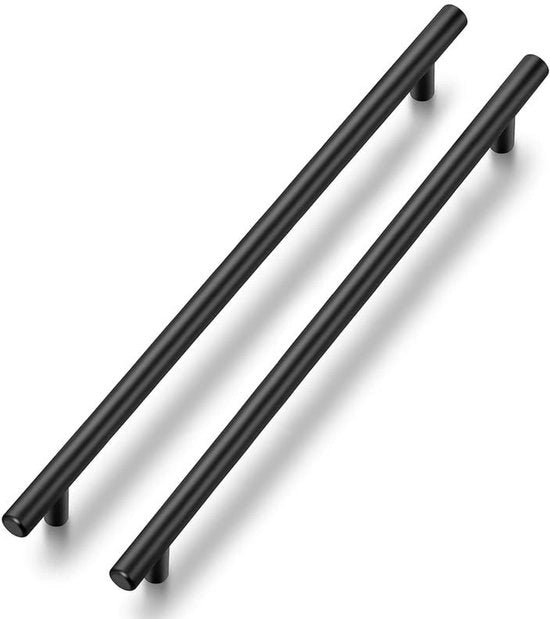 Maniglie da cucina - robuste, sicure - 2 pezzi - nero - acciaio inossidabile - 256 mm