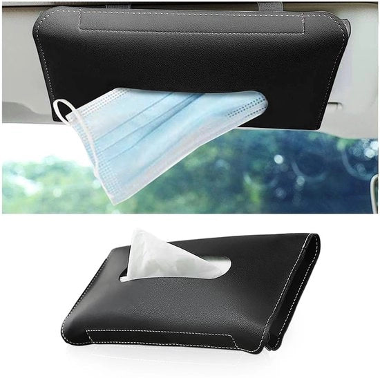 Dispensatore di asciugamani per auto in pelle PU - fissaggio a click - universale - 23,5 cm x 13 cm
