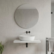 Mensolone bagno 80 cm in legno effetto marmo bianco carrara Levia