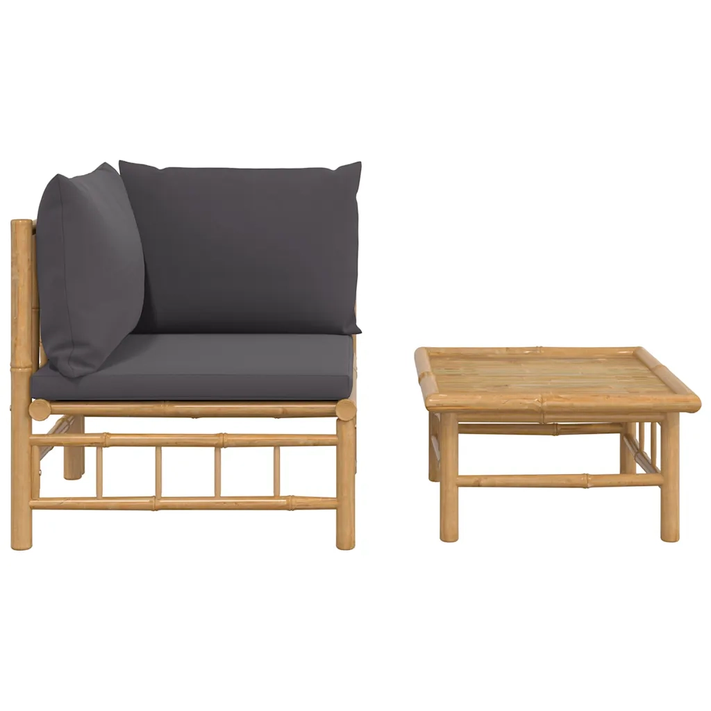 Salotto da Giardino-Set Salotto da Giardino 2pz con Cuscini Grigio Scuro Bamb¨´ 919899