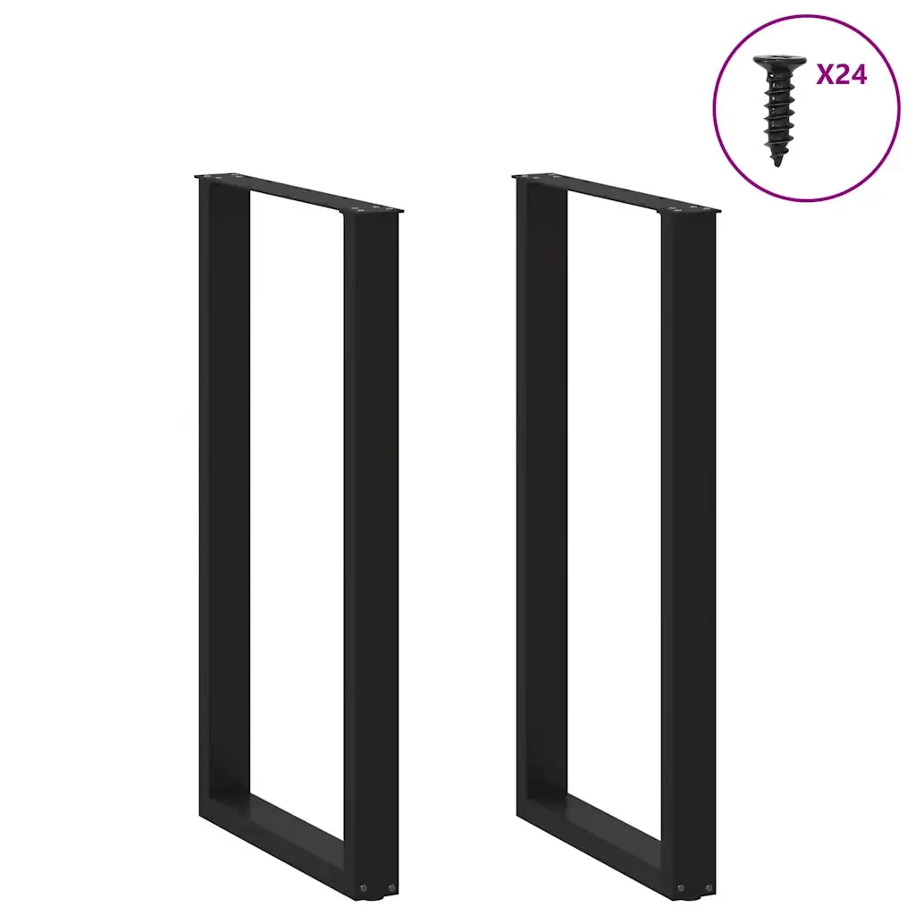 Gambe per tavolo da bar a forma di U 2 pz nere 60x(110-111) cm in acciaio 4013248