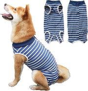 Kit di cura per cani - 2 pezzi - gilet postoperatorio regolabile - blu - abbigliamento medico per animali domestici