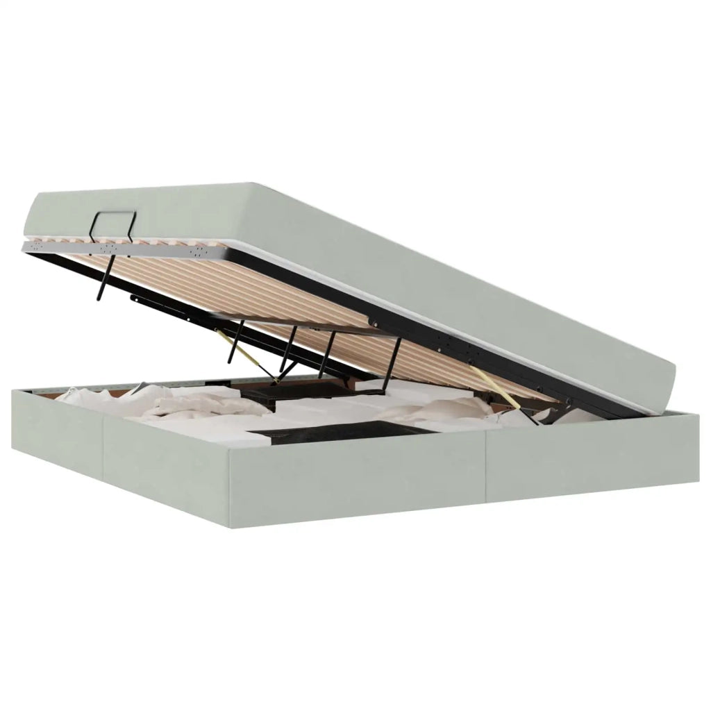 Letto con contenitore e materasso Grigio chiaro 160 x 200 cm 3399730