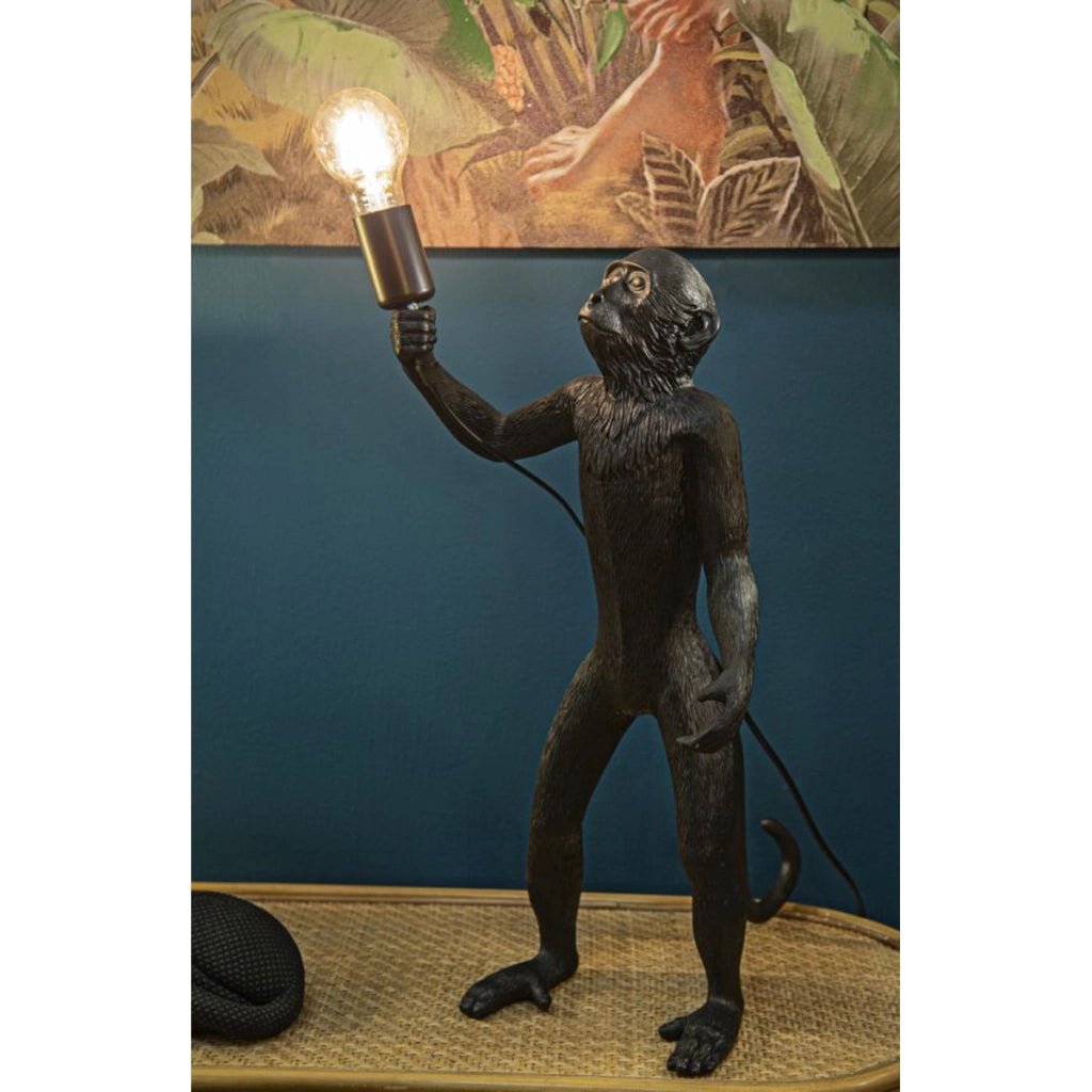 Lampada da Tavolo Scimmia 5, Nero, Poliresina, 26x34x55 cm