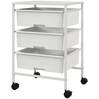 Carrello Multiuso con 3 Cestini Estraibili e Ruote 40,8x33,5x60,5 cm in Acciaio e PP Bianco