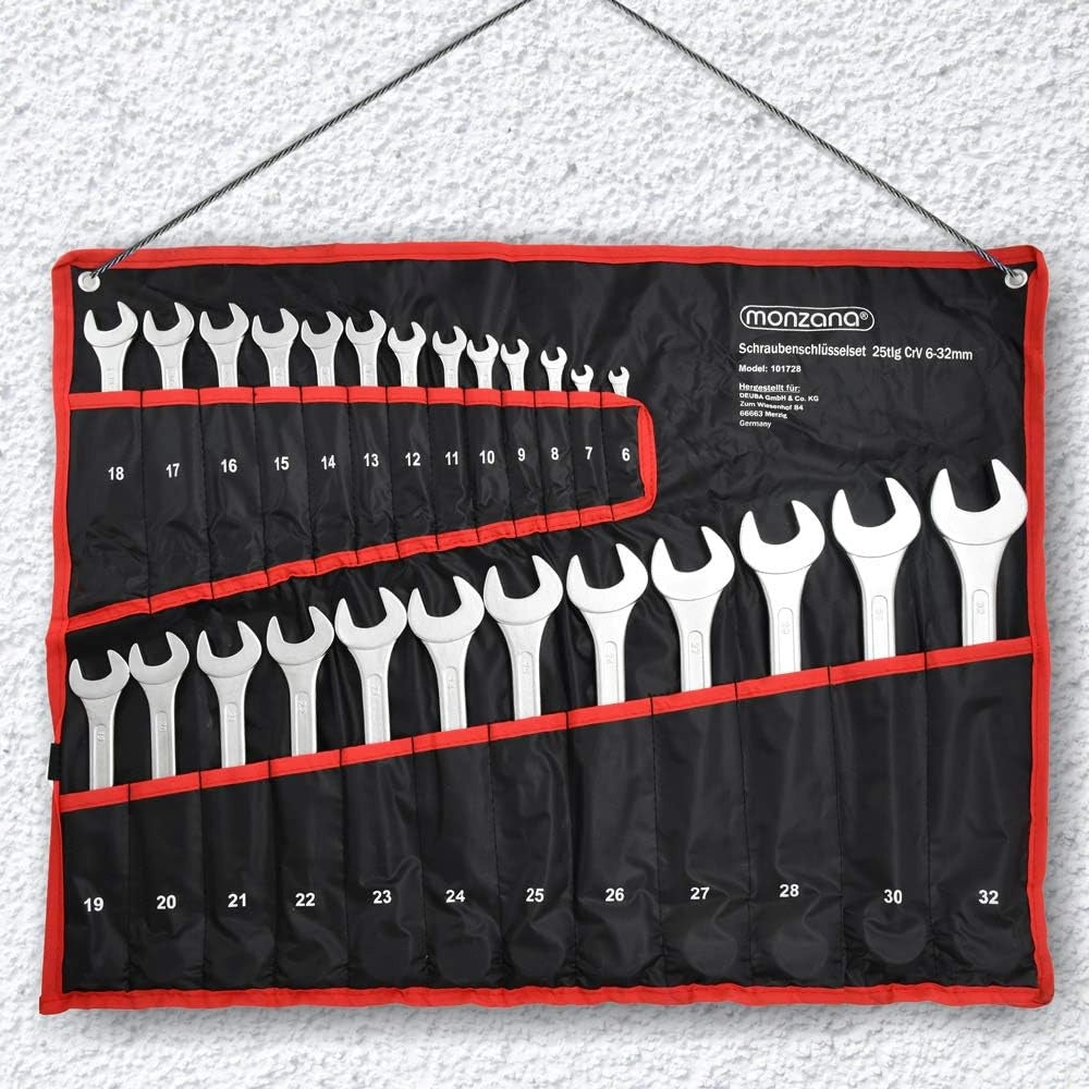Monzana Set Chiavi Inglesi Combinate 25 pz 6-32mm Cromo Vanadio Chiave a Forchetta Fisse ad Anello