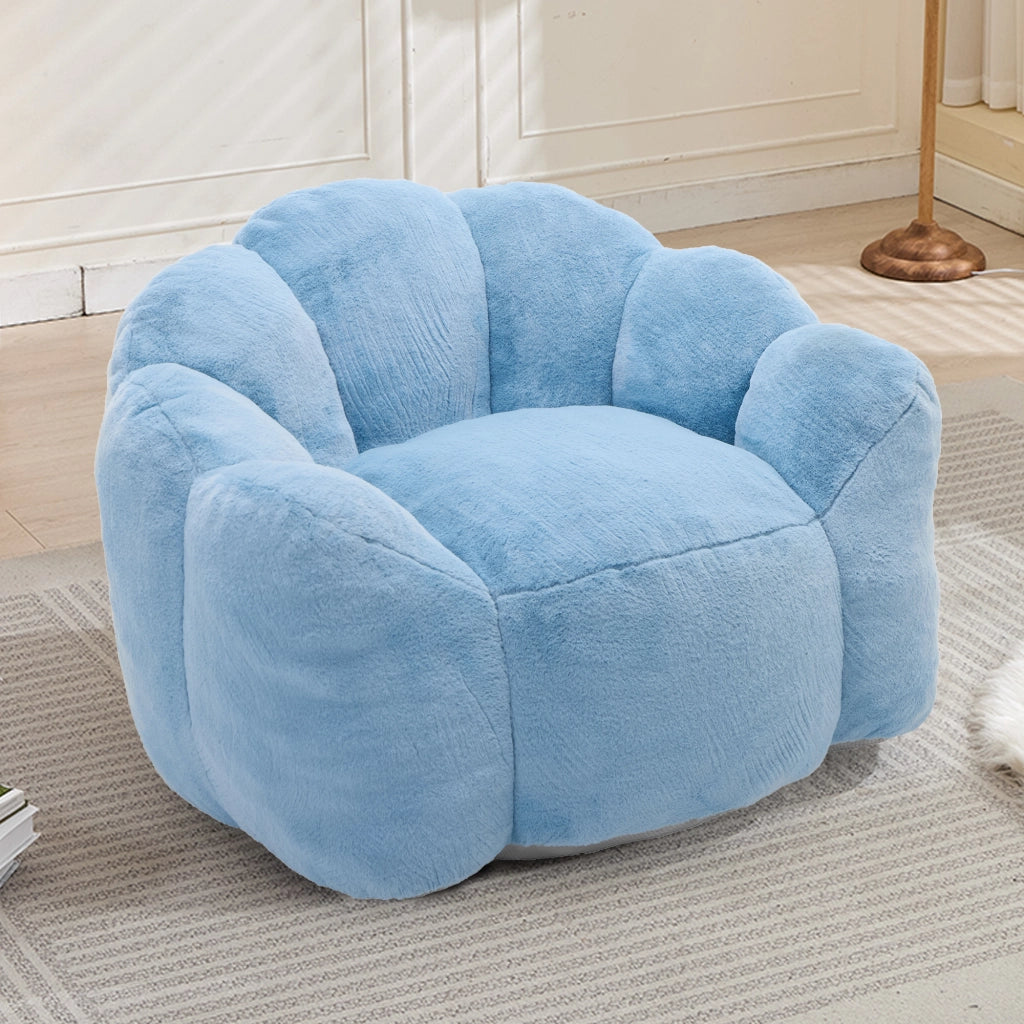 Divano compatto a forma di loto in velluto peluche con imbottitura morbida e facile da spostare per soggiorno blu