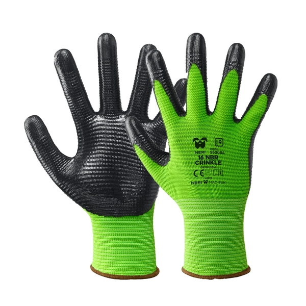 GUANTO PROFESSIONALE 'NBR CRINKLE' NERI Tg. 8 - 12 paia- NERI