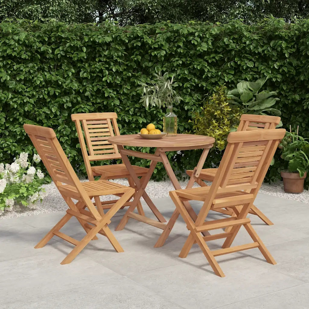 Set da Pranzo per Giardino 5 pz in Legno Massello di Teak