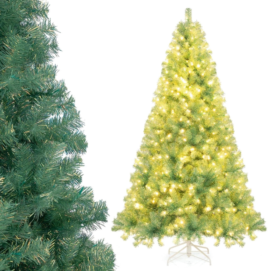 Albero di Natale Artificiale 180/225 cm, Albero di Natale con 250/550 Luci LED e 688/1300 Punte di Rami, Christmas Tree con 8 Modalità di Illuminazione, per Casa, Ufficio (Verde, 225 cm)