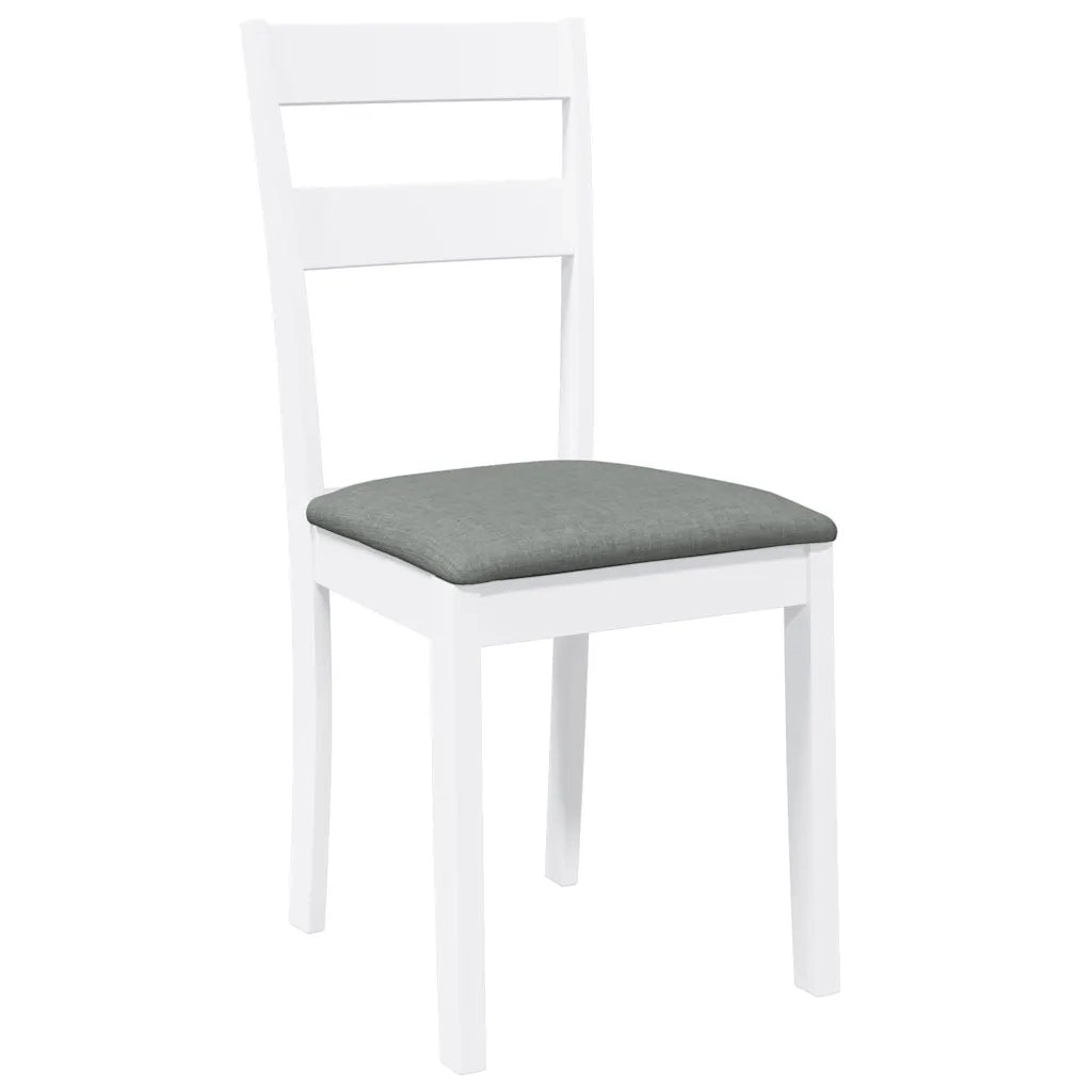 Sedie da Pranzo con Cuscini 2 pz Bianco Legno Massello di Hevea