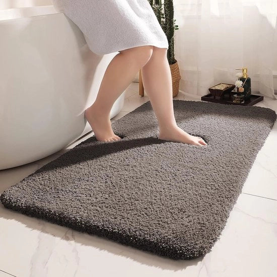 Pavimento antiscivolo, 70 x 120 cm, microfibra morbida, asciugamano per doccia, lavabile, grande e elegante pavimento antiscivolo per bagno, camera da letto e lavanderia, grigio scuro