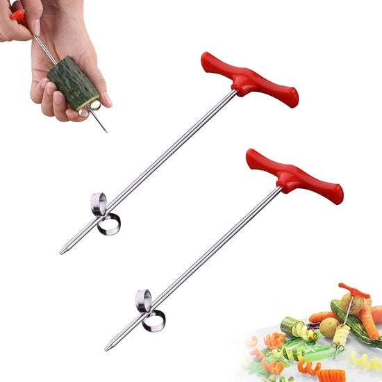 Snidorelle per Verdure a Mano - 2 Pezzi - Rullo Manuale - Ideale per Patate/Zucchine/Cetrioli - Snack Salutari - Perfetto per Feste - Snidorelle per Verdure