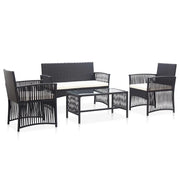 Set Divani da Giardino 4 pz con Cuscini in Polyrattan Nero cod mxl 39468