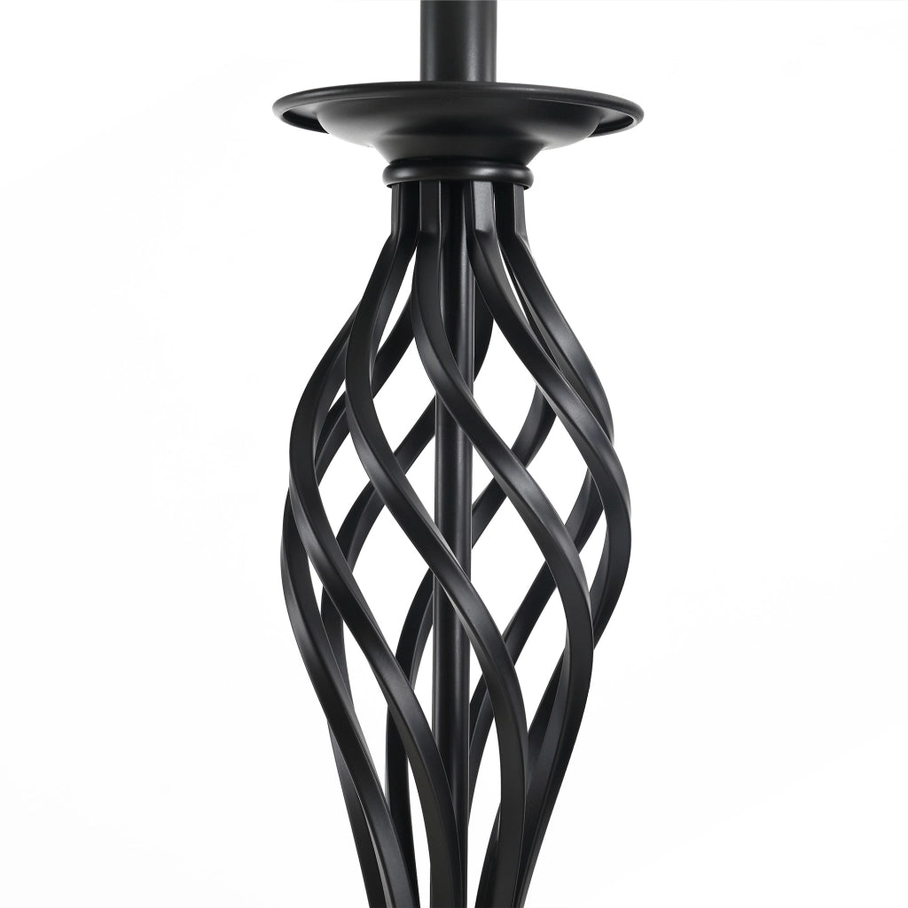 Set lampade vintage 3 pezzi nero in metallo con 2 lampade da tavolo e 1 lampada da terra