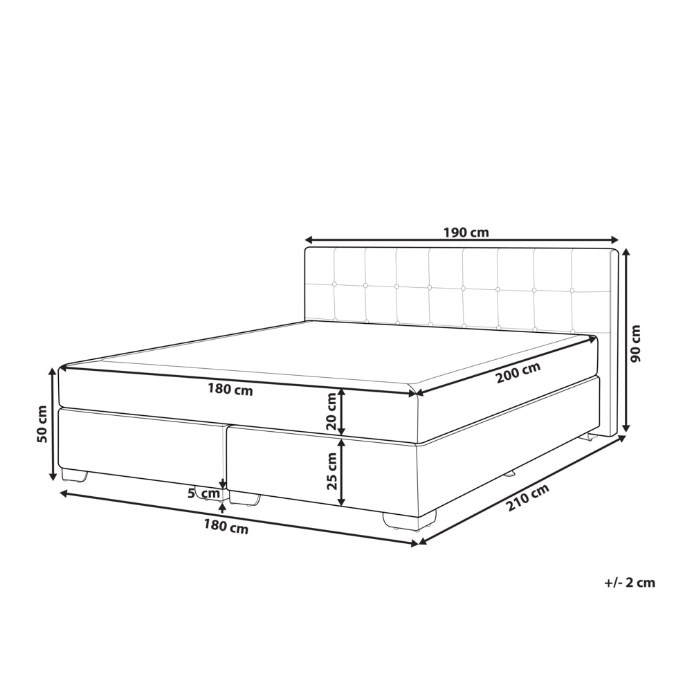 Divano letto 180 x 200 cm Struttura imbottita in tessuto grigio con testiera trapuntata e materasso