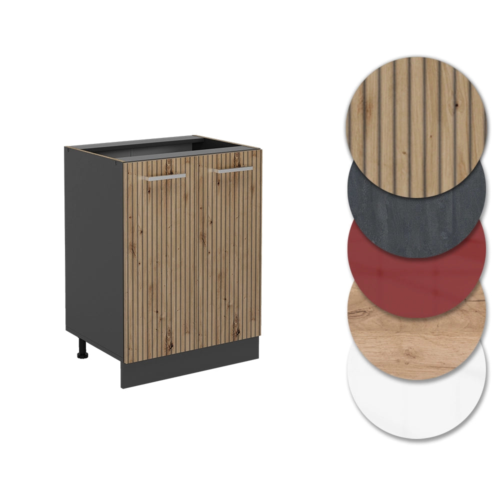 Vicco Mobiletto base cucina Rovere artigianale 60 cm , PL Antracite