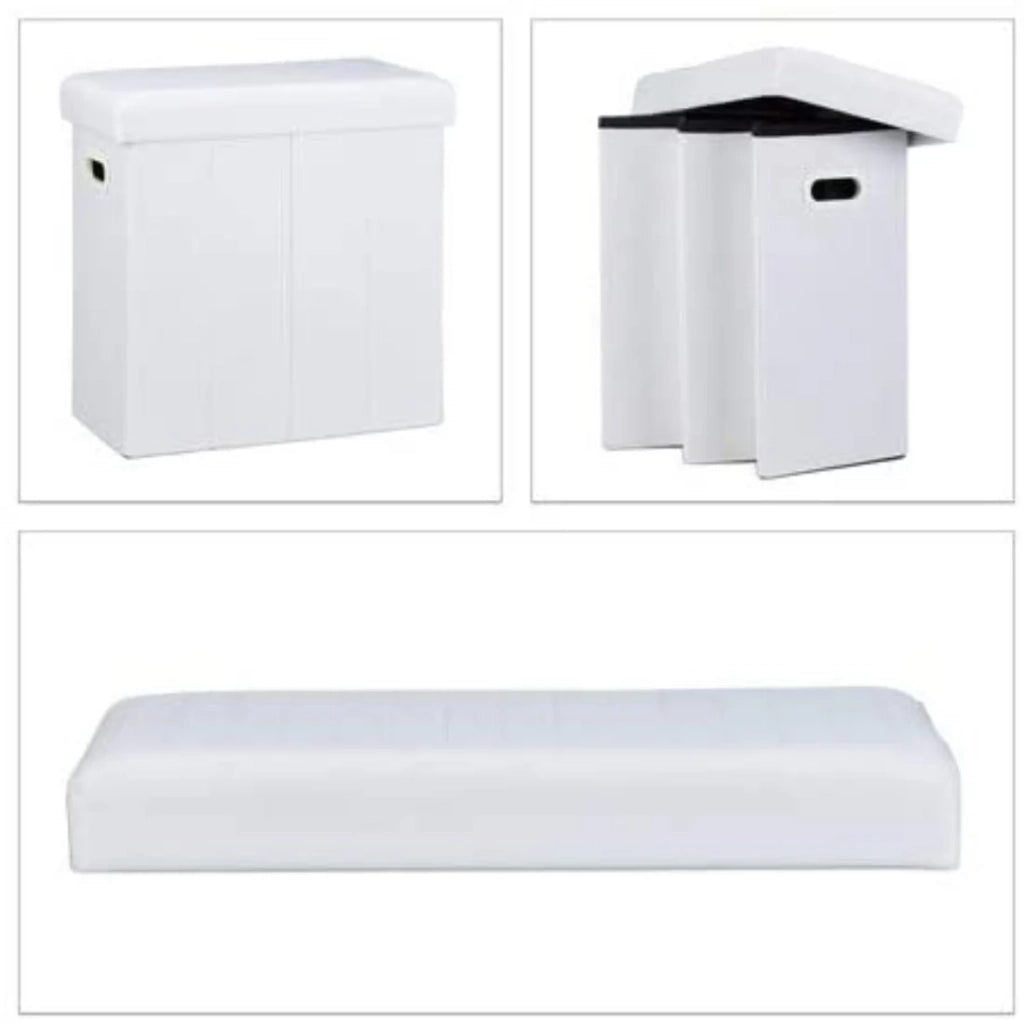 Sgabello panca panca pouf portaoggetti pieghevole 50 litri bianco 13_0002776