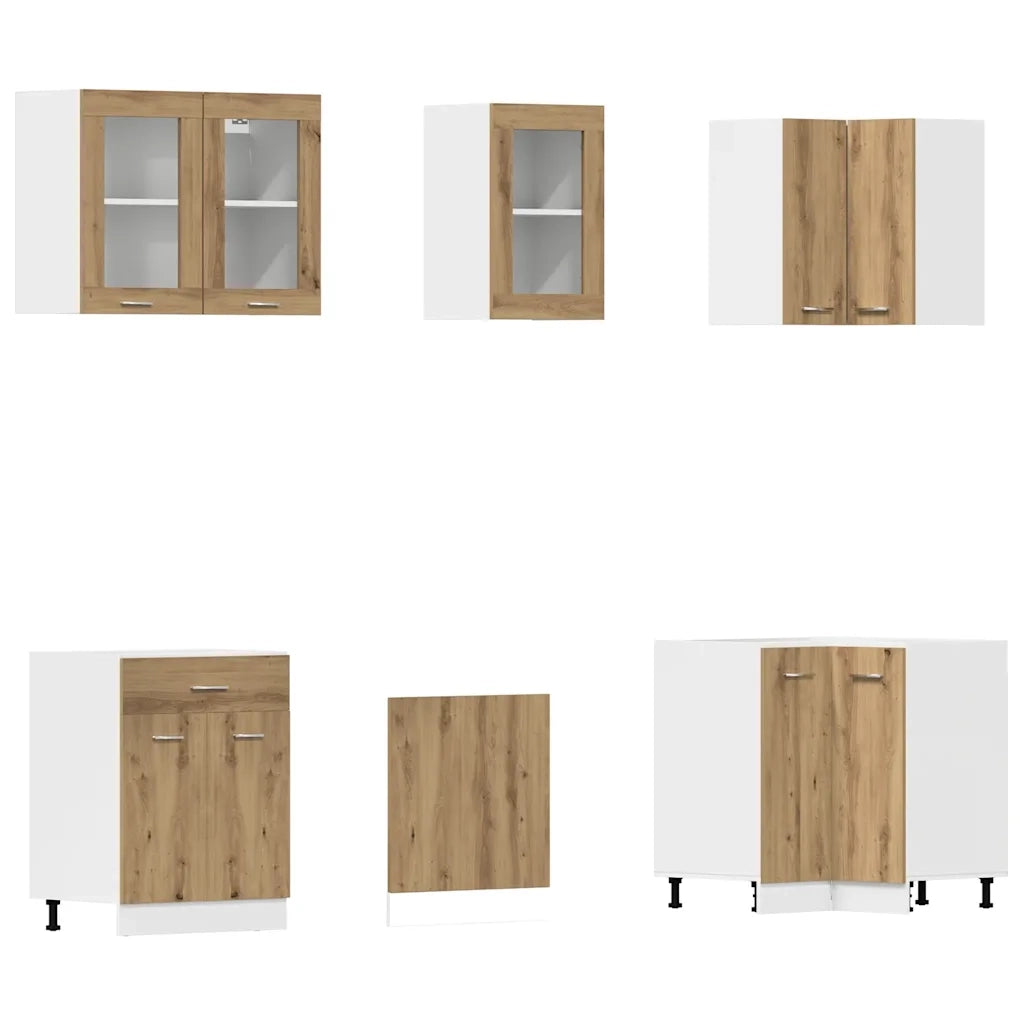 Set di Mobili da Cucina 11 pz Rovere Artigianale Truciolato