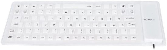 Tastiera per PC flexibile e impermeabile in bianco - Pieghevole - USB - Gaming - 85 tasti - Ripiegabile - Silenziosa e morbida - Tastiera in silicone