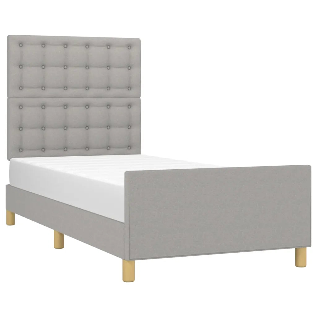 Giroletto con Testiera-Struttura Letto con testiera Grigio Chiaro 90x200 cm in Tessuto