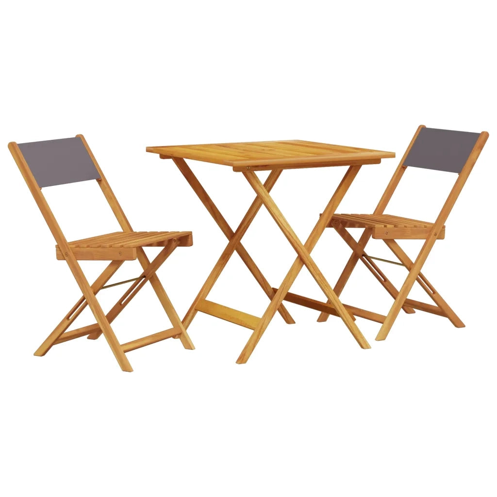 Set da Bistrot 3pz | Set Salotto da Giardino Antracite in Tessuto e Legno Massello