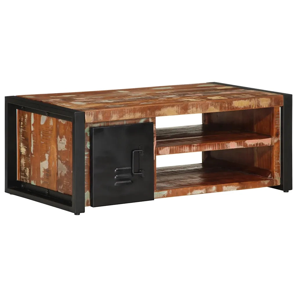 Tavolino Salotto-Tavolino da soggiorno-Tavolo Multicolore 90x50x36cm Legno Massello Recupero 323971